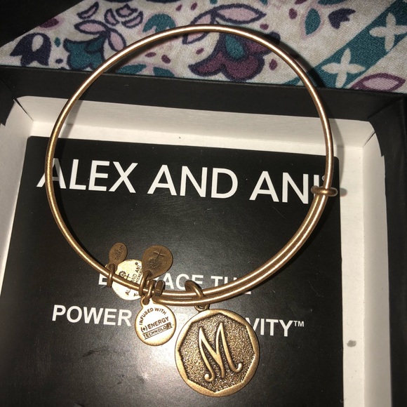 Alex and Ani Jewelry - Gold Alex and Ani Letter M Bracelet